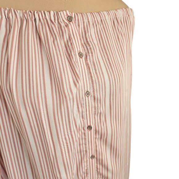 Gentle Fawn Light Pink Striped Off Shoulder Shirt Dress Sz S - Picture 2 of 10